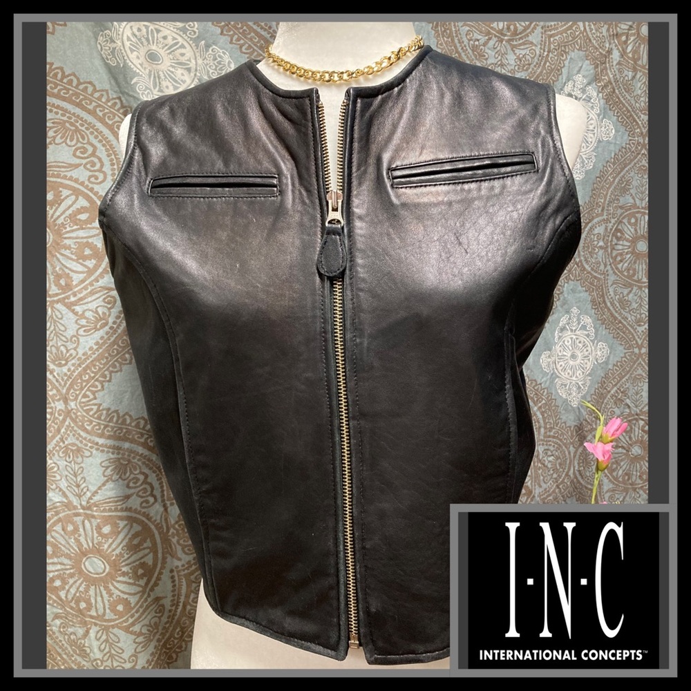 I.N.C. Genuine Leather Zip Vest.